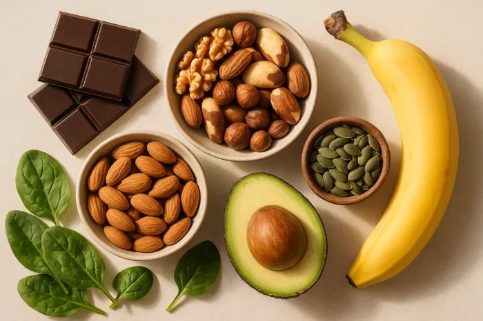 Ce este magneziul? Alimente bogate în magneziu: banane, nuci, spanac, ciocolată neagră, avocado, semințe